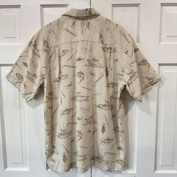 Quicksilver Waterman Men's Large Button Up Shirt Comfort Fit Boat Fishing Print - Picture 3 of 10